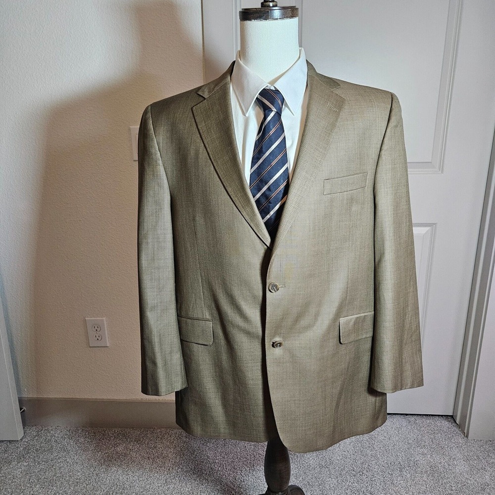 Jack Victor Blazer Suit Men 46R Wool 2-Button Super 110's Italy Fabric Brown Fla